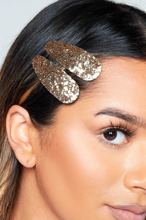 Gold Glitter Hair Slide Multipack