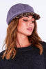 Grey Suede Leopard Baker Boy Hat