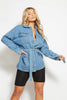 Belted Mid Wash Denim Mini Dress