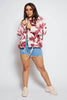 Maroon Tie Dye Oversized Pocket Draw Cord Jacket