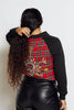 Red Tartan Bomber Jacket with Gem & Stud Embellishments