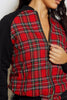 Red Tartan Bomber Jacket with Gem & Stud Embellishments