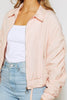 Pink Lightweight Ruched Sleeve Jacket
