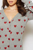 Grey Jersey Heart Printed Cardigan in Red