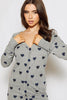 Grey Jersey Heart Printed Cardigan in Blue