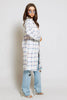 White Checked Jersey Longline Duster Coat