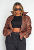 Brown Leopard Padded Puffer Jacket
