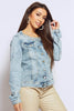 Pearl Embellished Light Wash Denim Jacket