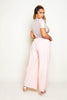 Pink Wide Leg Split Belted Trousers