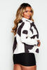 Cream Cord Cow Printed Shacket