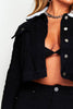 Black Cord Cropped Borg Collar Jacket