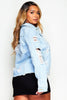 Heavy Distressed Light Wash Denim Jacket