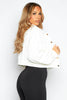 White Cord Cropped Oversize Popper Jacket