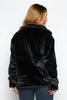Black Faux Fur Cinched Waist Jacket