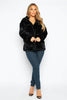 Black Faux Fur Cinched Waist Jacket