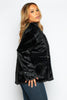 Black Faux Fur Cinched Waist Jacket