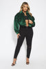 Emerald Green Cord Cropped Oversize Popper Jacket