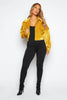 Mustard Cord Cropped Oversize Popper Jacket