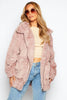 Pink Teddy Oversize Front Pocket Coat