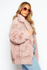 Pink Teddy Oversize Front Pocket Coat