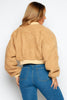 Camel Borg Cropped Jacket