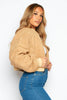 Camel Borg Cropped Jacket