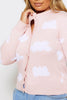 Pink Cloud Pattern Knit Cardigan