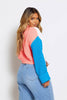 Coral Colour Block Crop Jumper