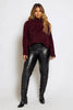 Burgundy Velour Side Split Jumper