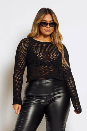 Black Crochet Crop Jumper