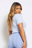 Sky Blue Rib Tie Front Top