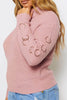 Rose Pink Knitted Jumper with Ring Sleeve Detailing