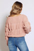 Pink Puff Sleeve Chunky Knit Jumper