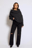 Charcoal Chunky Knit Polo Neck Jumper