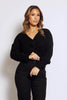 Black Twist Wrap Knitted Jumper