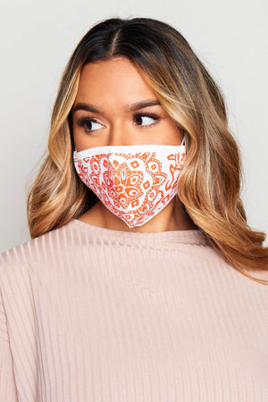 Red & White Printed Washable Face Mask
