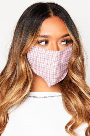 Red Checked Cotton Face Mask