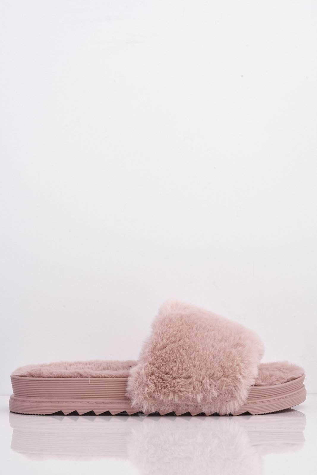 Pink Faux Fur Sliders | HIDDEN FASHION