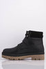 Black Pu Buckled Hiking Boots