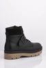 Black Pu Buckled Hiking Boots