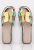 Green Holographic Snake Cut Out Sliders