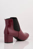 Burgundy Patent Contrast Ankle Boots