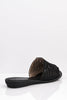 Black Pu Cut Out Diamante Embellished Sliders