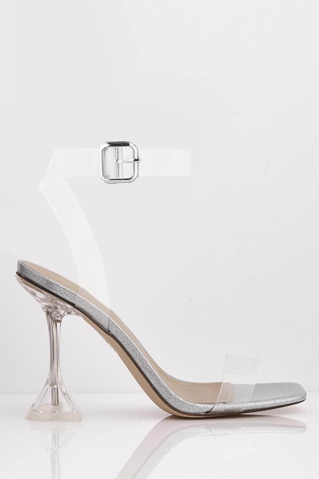 perspex silver heels