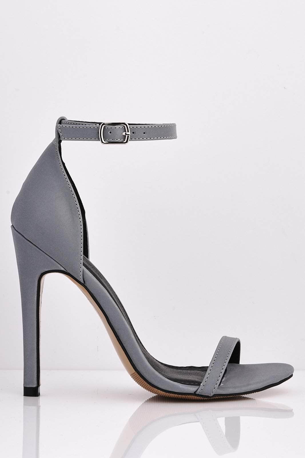 open toe grey heels
