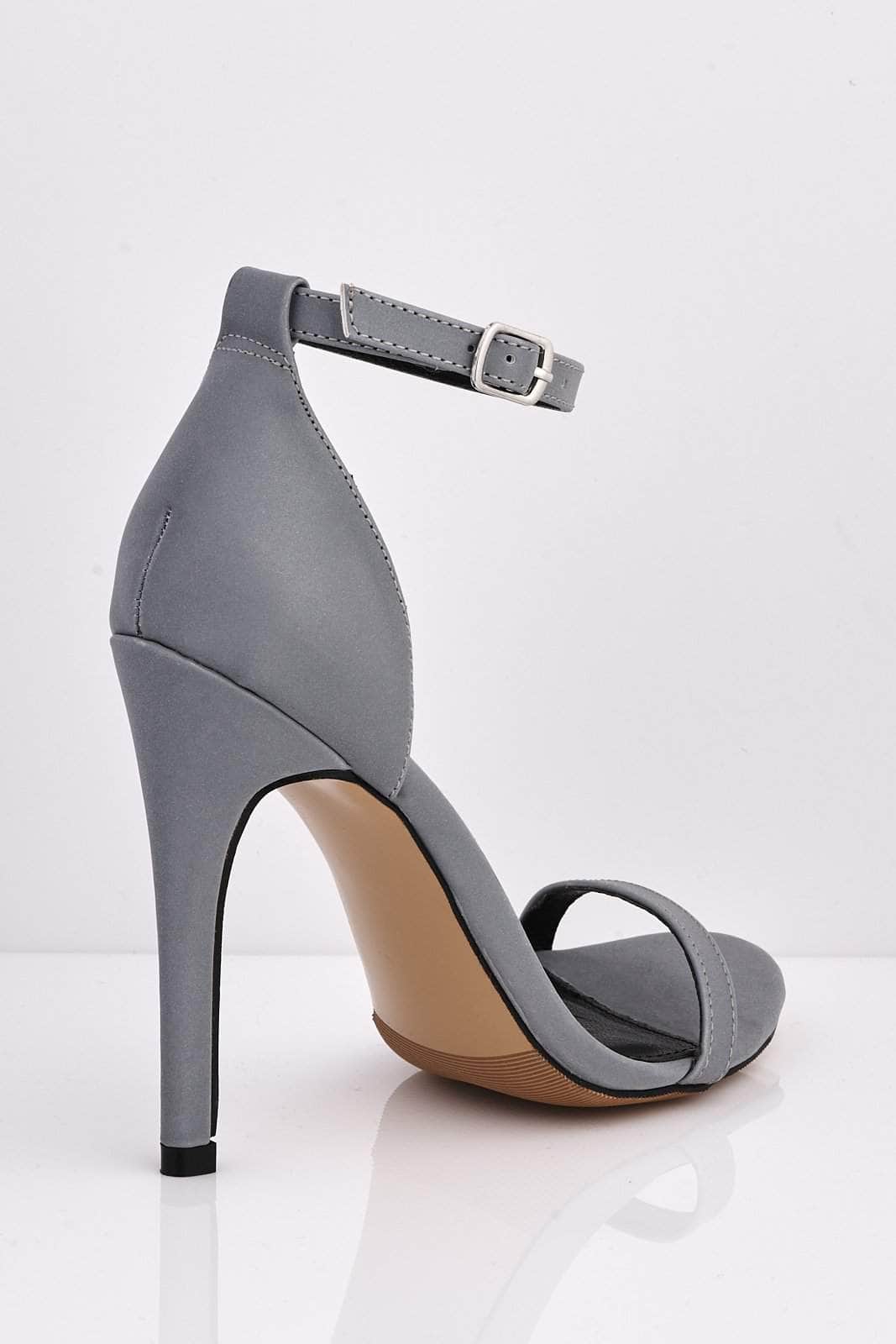 open toe grey heels