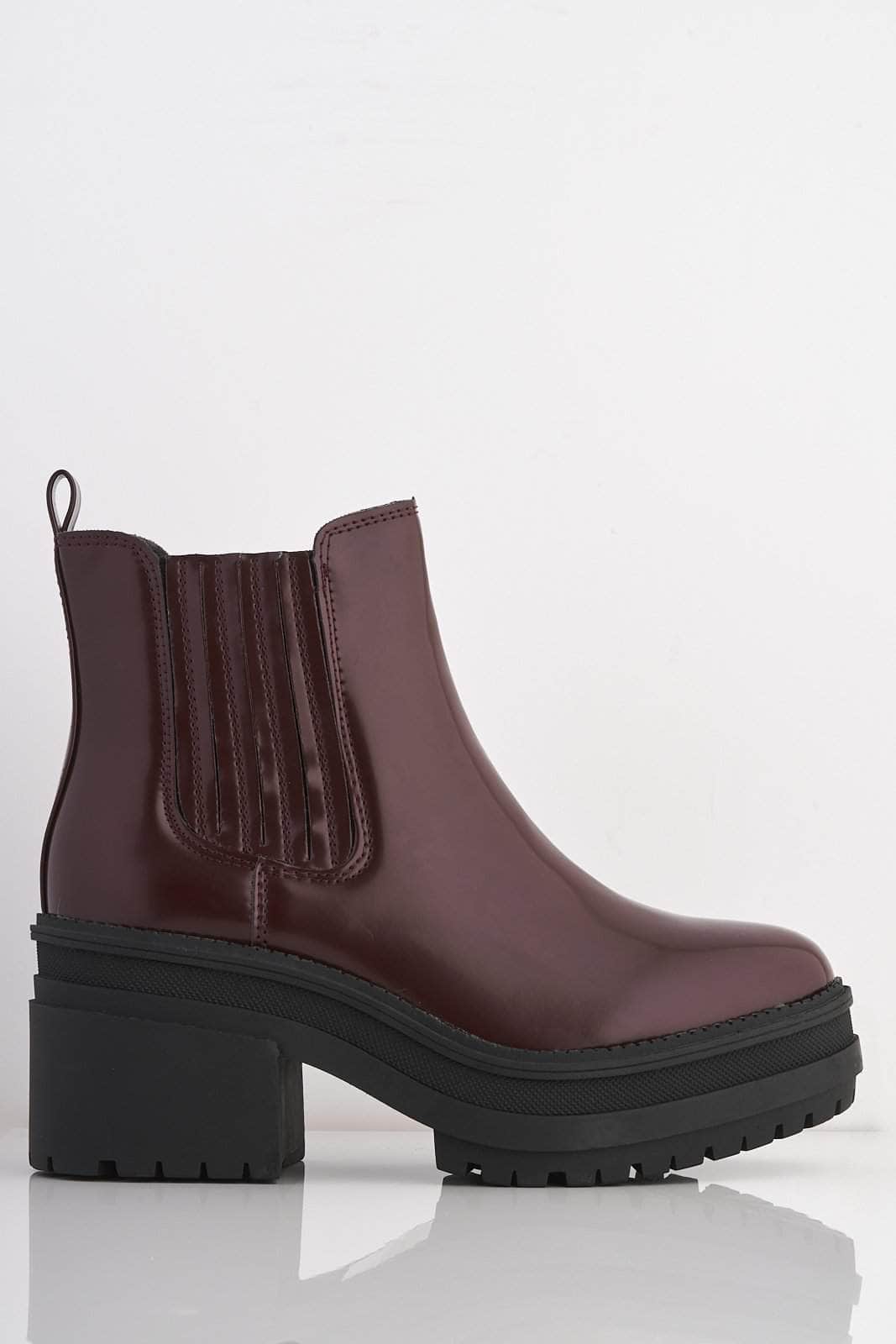 patent chunky boots