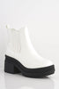 White Patent Chunky Ankle Boots