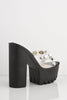 Gem Embellished Perspex & Black Platform Mules