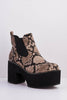 Brown Snake Chunky Platform Ankle Boots